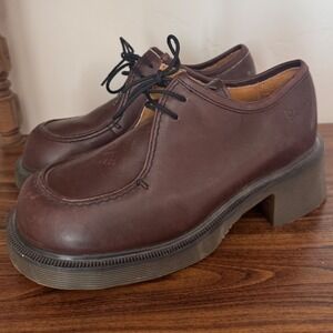 Vintage Dr. Martens UK sz4 Chunky Brown Lace Up Platform Loafer Made In England